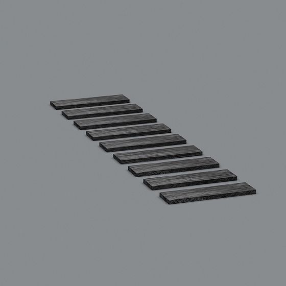 Elegant Dark Gray Wood Staircase 3D model for Creative Projects