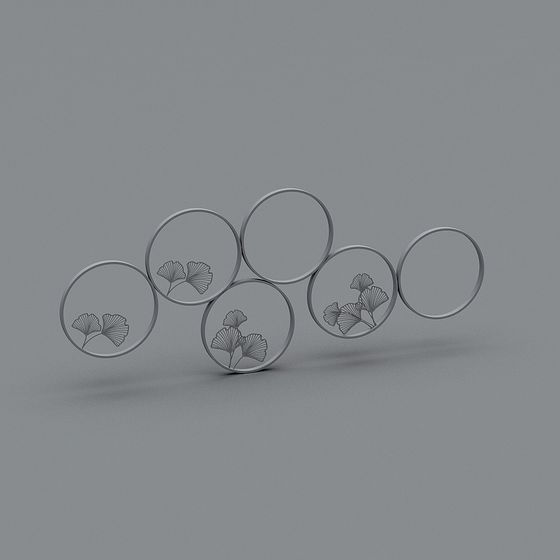 Silver Ginkgo Rings 3D model