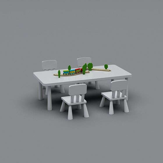 Children's Play Table and Chair Set 3D model