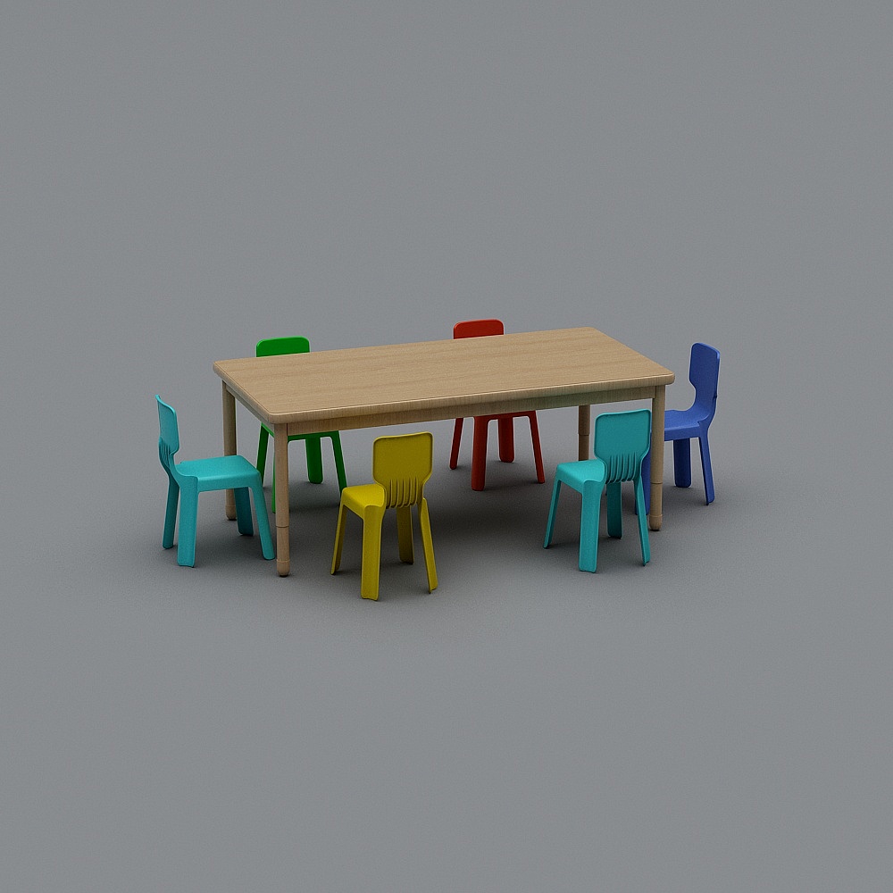 Modern kindergarten large classroom-desk and chair combination