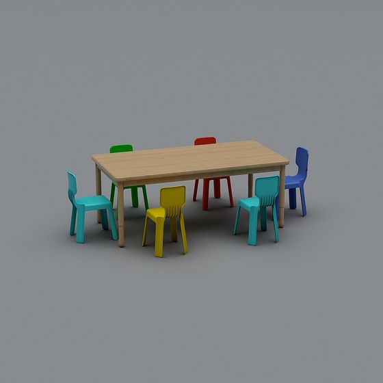 Vibrant Children’s Table and Chairs 3D model