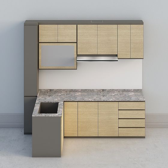 Modern Minimalist Kitchen Cabinet 3D model
