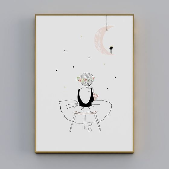 Moonlit Dance: Elegant Girl 3D model