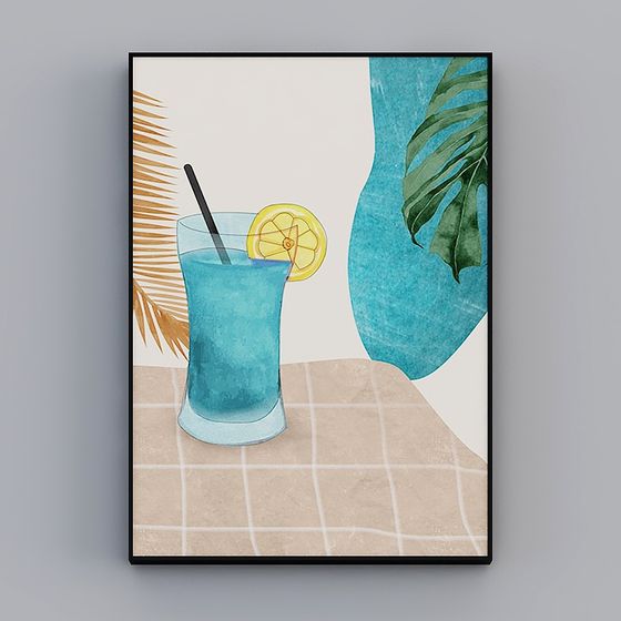 Vibrant Blue Cocktail 3D model with Tropical Vibes