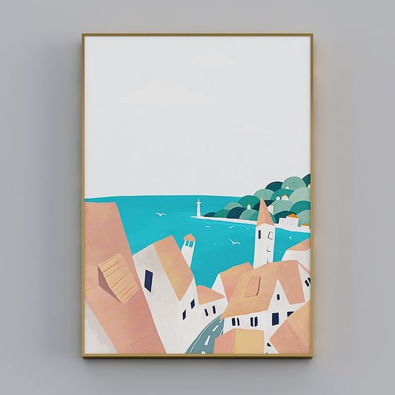 Coastal Town 3D model - Artistic Low-Poly Design