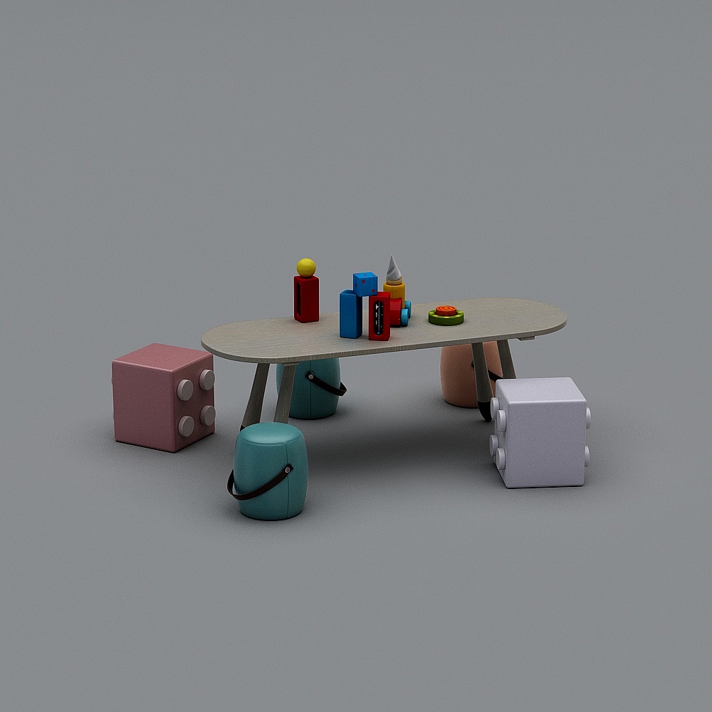 Combinación de mesa y silla para el salón de arte de jardín de infantes de estilo moderno