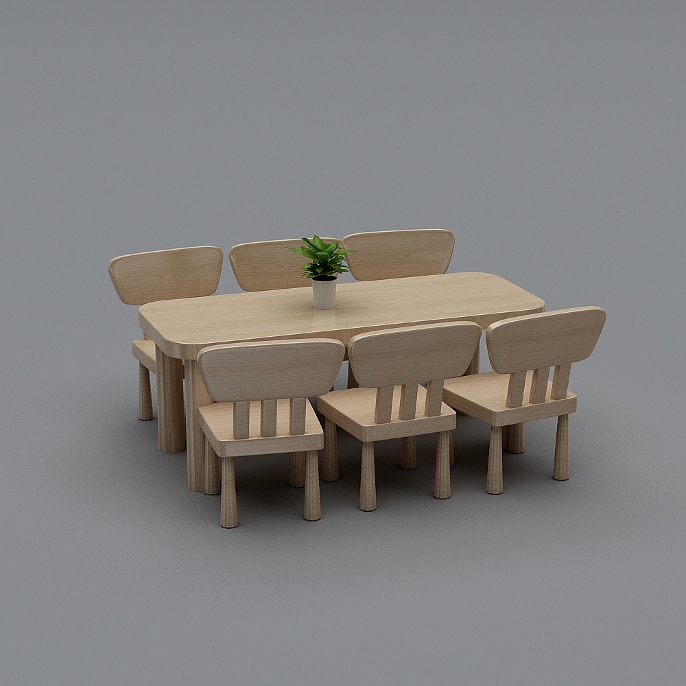 Combinación de mesa y silla de jardín de infantes de estilo moderno 1