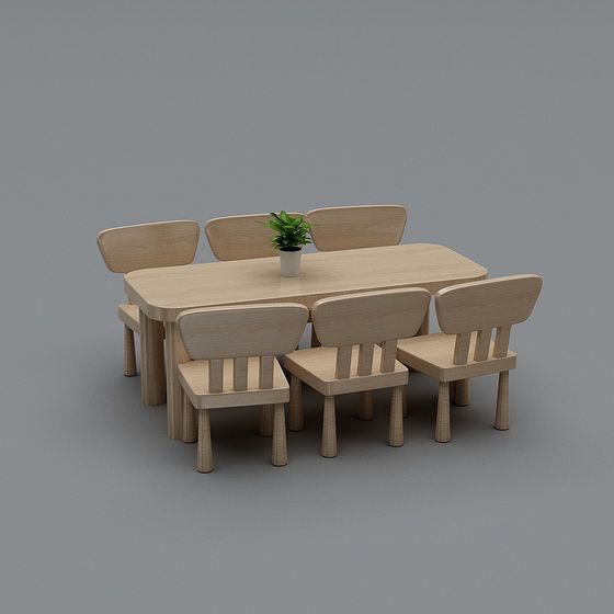 Combinación de mesa y silla de jardín de infantes de estilo moderno 1