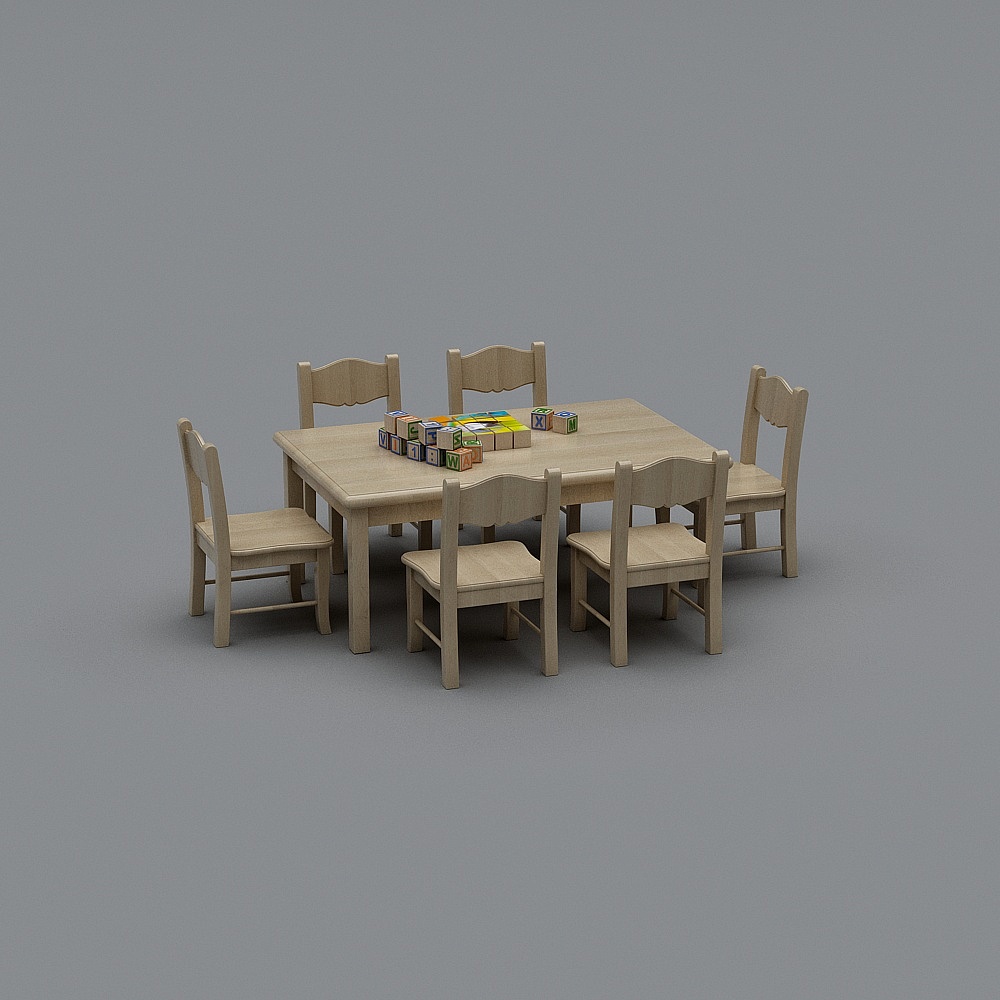 Modern kindergarten 7-dining table and chair combination