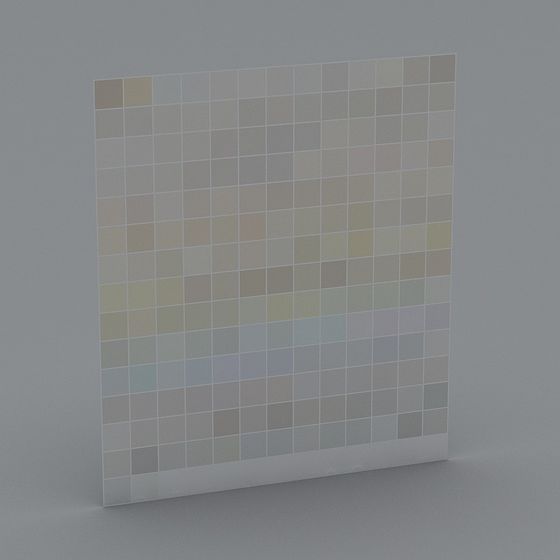 Square ceramic tile sheet with pastel mosaic grid pattern on grey background