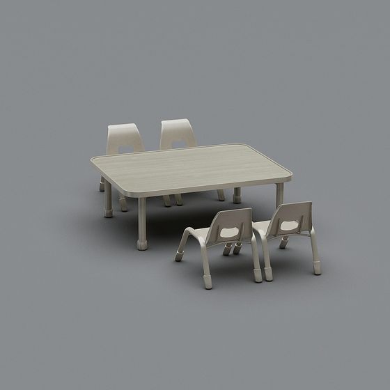 Stylish Minimalist Kids Table and Chair 3D model