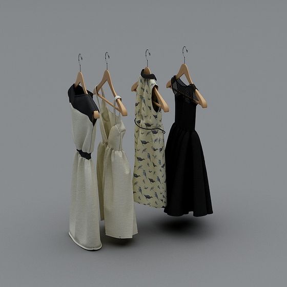 Stylish Hanging Dresses 3D model for Creative Projects