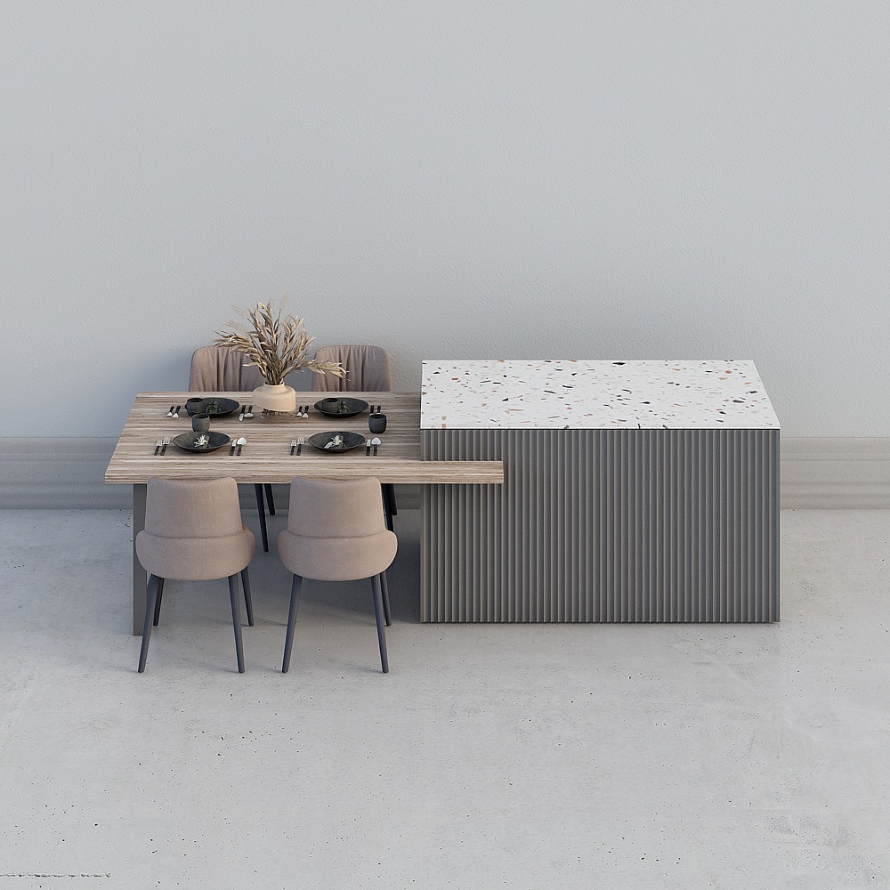 Cucina Moderna Aperta - Quattro Tavoli da Pranzo