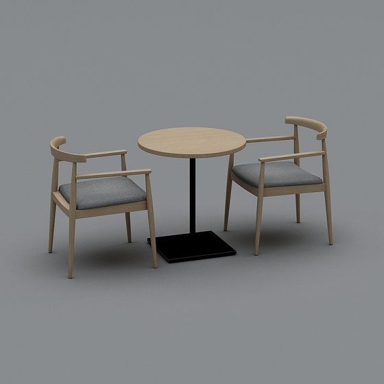 Low-Poly Round Table and Armchair Set 3D model