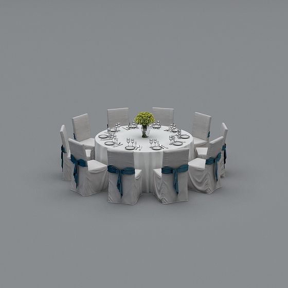 Elegant Round Dining Table 3D model