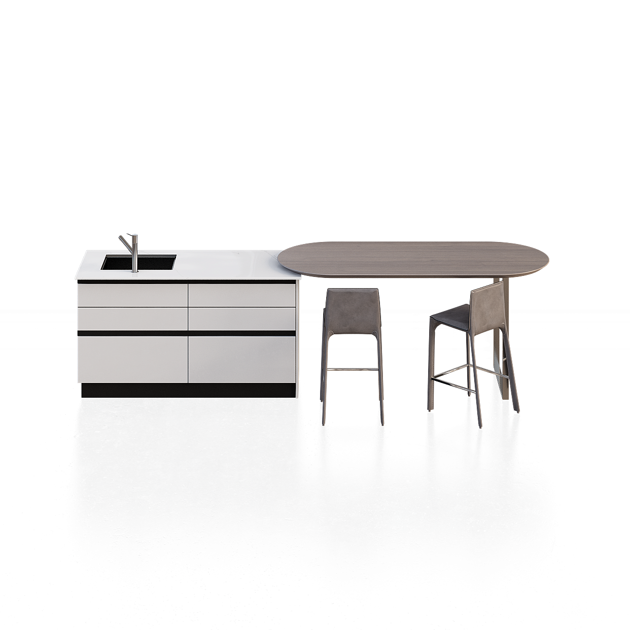 Urban Small Kitchen 3D Model – Minimalist Industrial Design