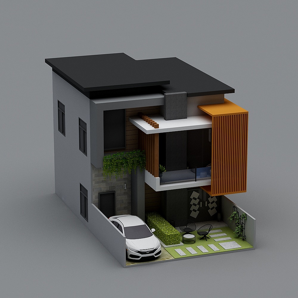 Modern Minimalist Residential 3D model