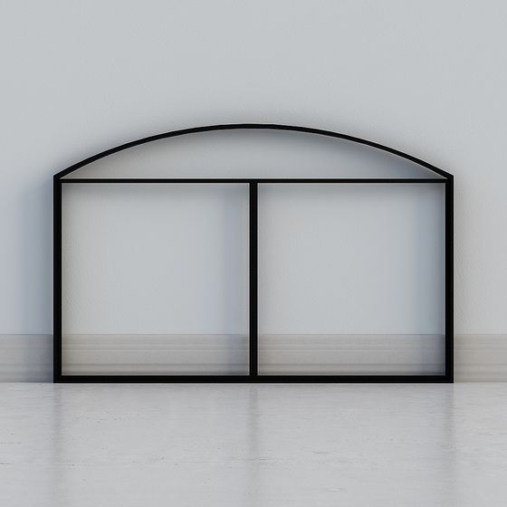Black Sliding Curved Windows 3D Model