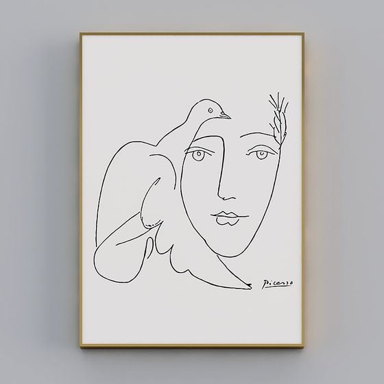 Abstract Portrait with Dove 3D model