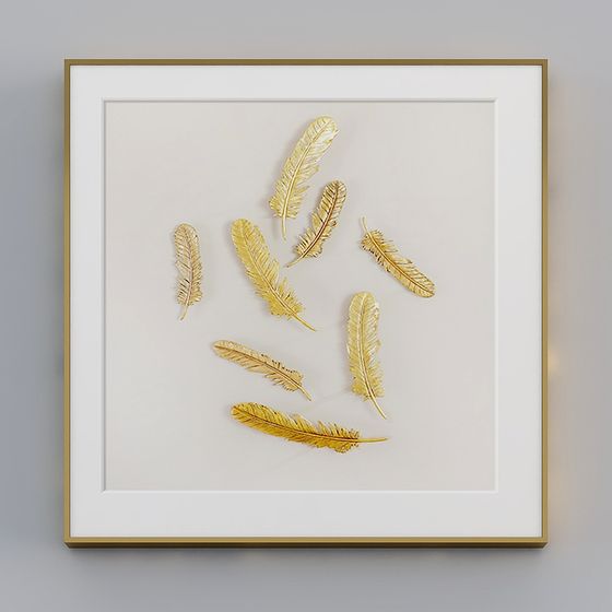 Elegant Golden Feather 3D Model for Modern Spaces