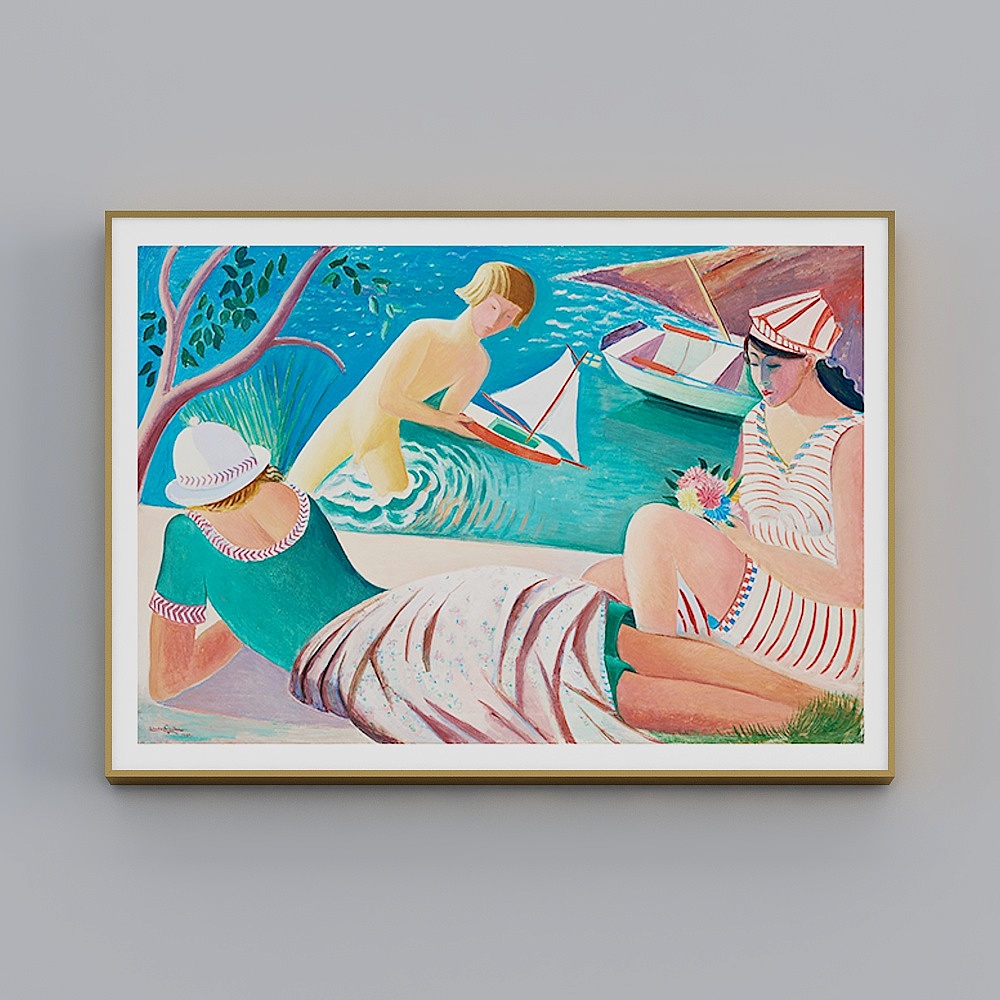 Vibrant Low Poly Beach Scene 3D model