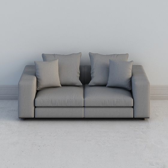 Modern Minimalist Gray Sofa 3D model