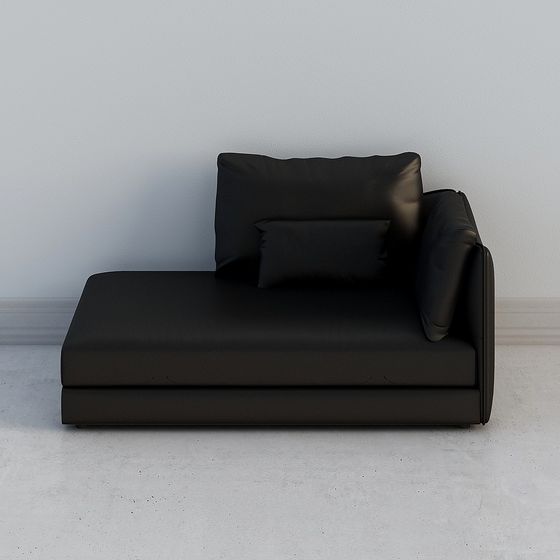 Contemporary Black Leather Sofa 3D model for Stylish Interiors