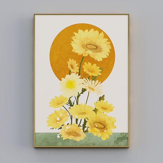 Sunny Floral Low Poly Art 3D Model