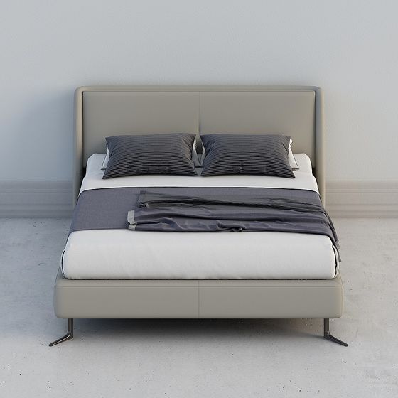 Elegant Low-Poly 3D Bed Model for Modern Interiors