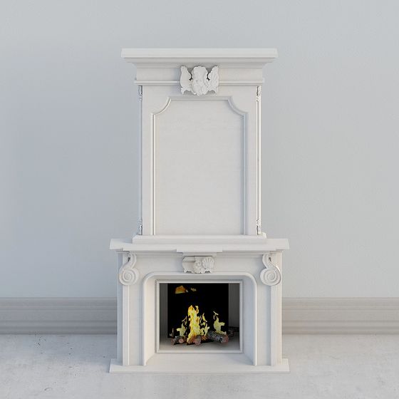 Luxurious Low-Poly Fireplace 3D model