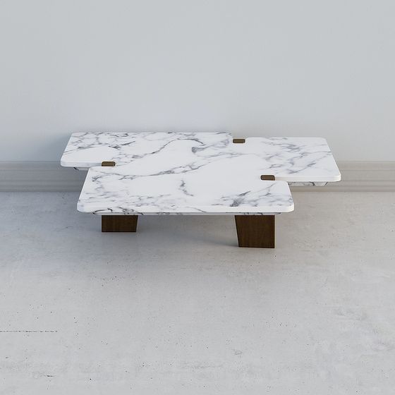 Elegant Marble Two-Tier Coffee Table 3D model