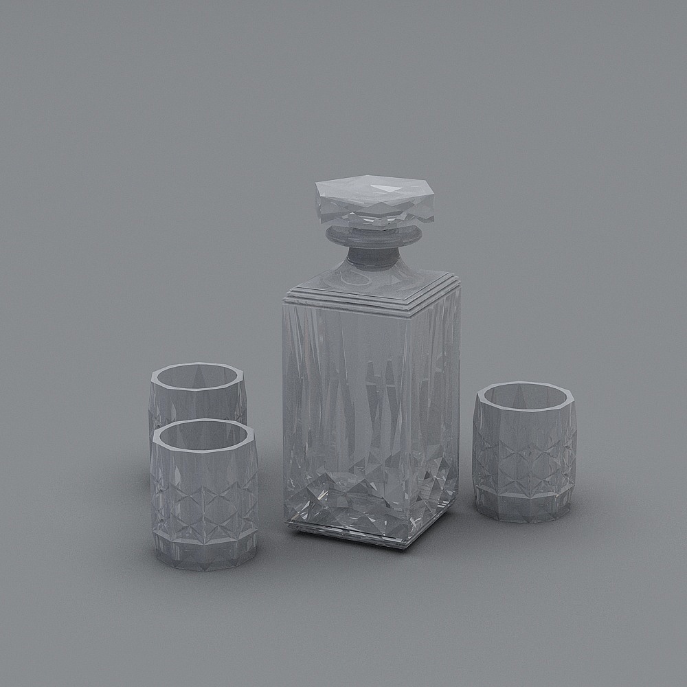 Elegant Retro-Modern Barware Set 3D model