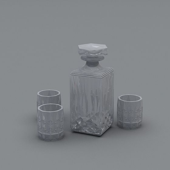 Elegant Retro-Modern Barware Set 3D model