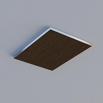 Modern square dark wood ceiling panel with white frame on grey background