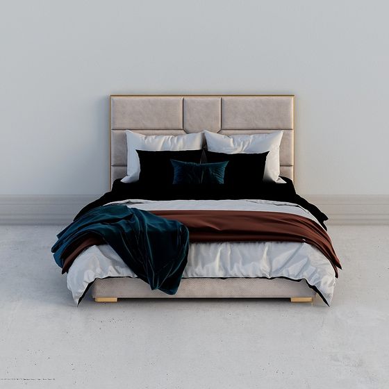 Elegant Low-Poly Bed 3D model for Modern Interiors