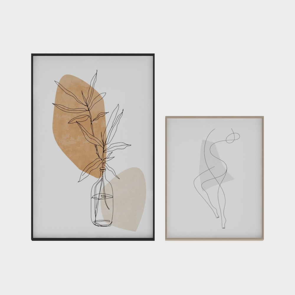 Abstract Line Art 3D Model – Minimalist Delicate Lines