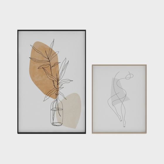 Stylish Abstract Line Art 3D model