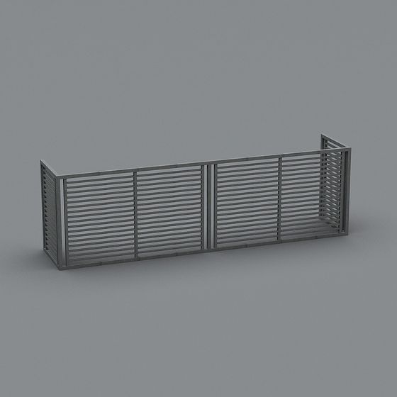 Low-Poly Metal Fence Wall 3D model