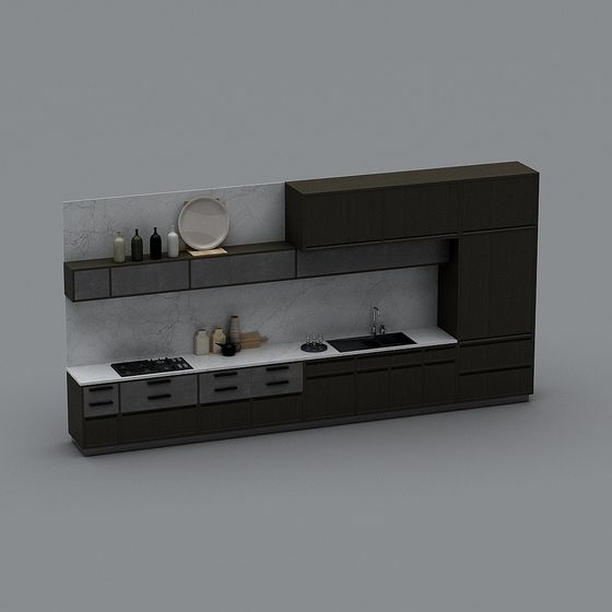 Modern Low-Poly Kitchen Cabinet 3D model