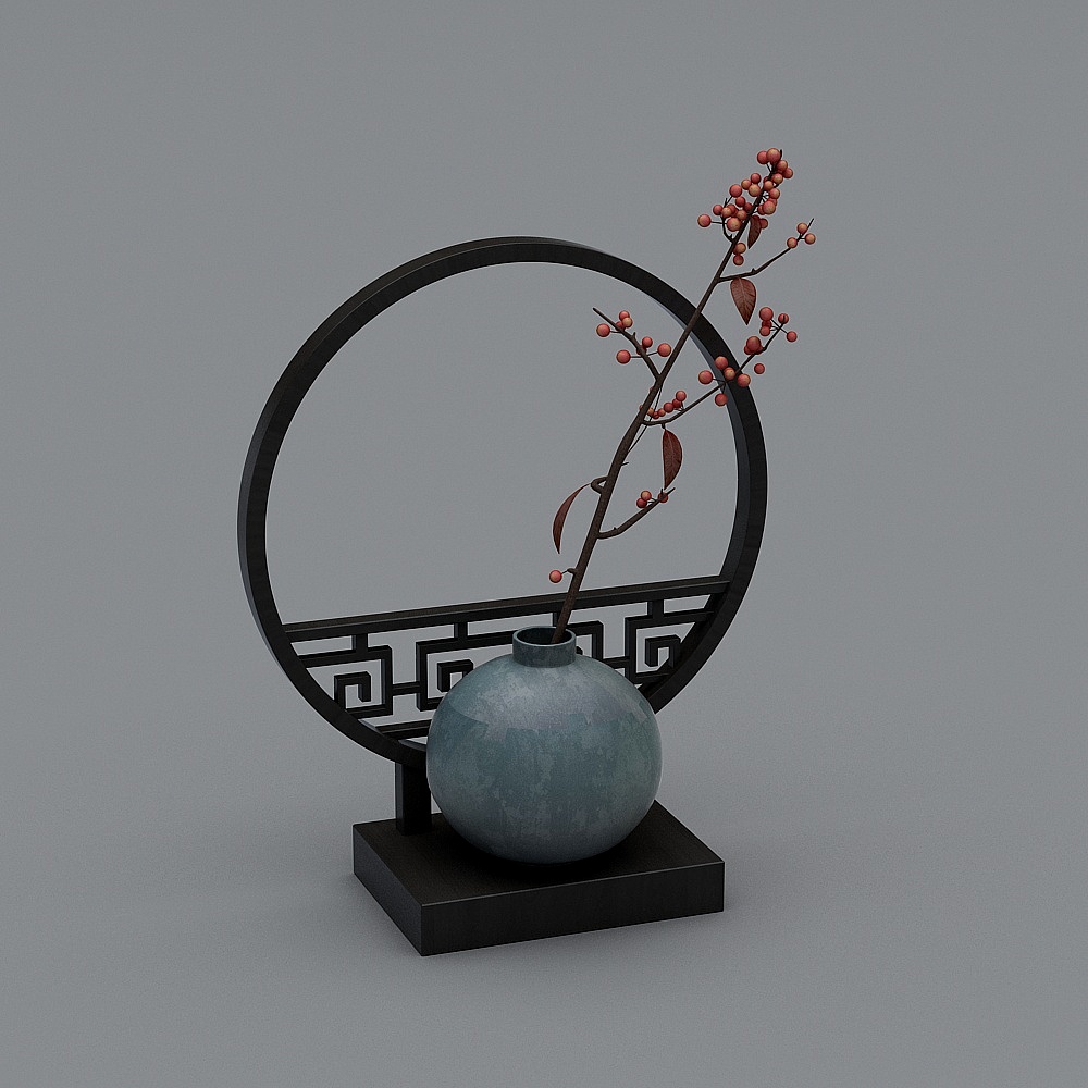 New Chinese vase - blue round vase