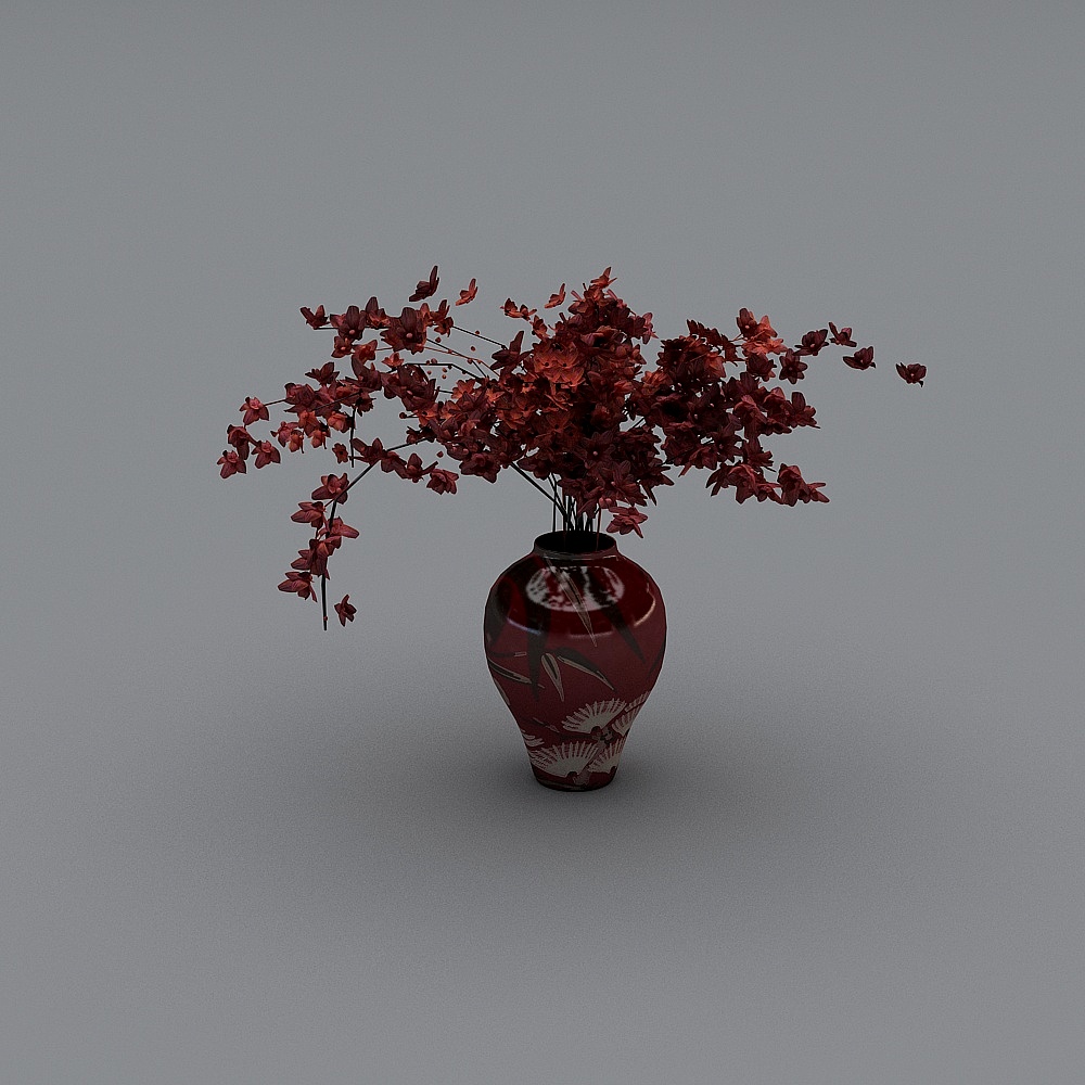 New Chinese vase flower - red fan vase