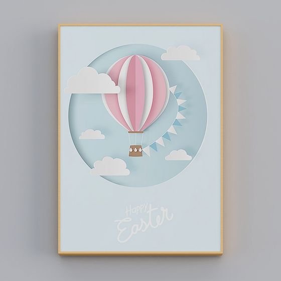 Happy Easter Hot Air Balloon 3D model