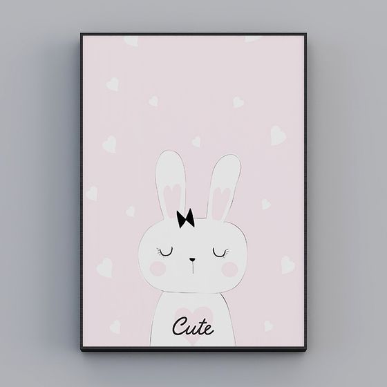 Cute Low-Poly Rabbit 3D Model in Soft Pink