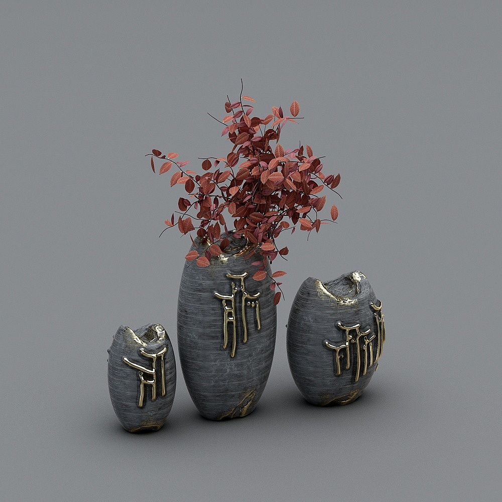 Vase chinois - combinaison de vase gravé