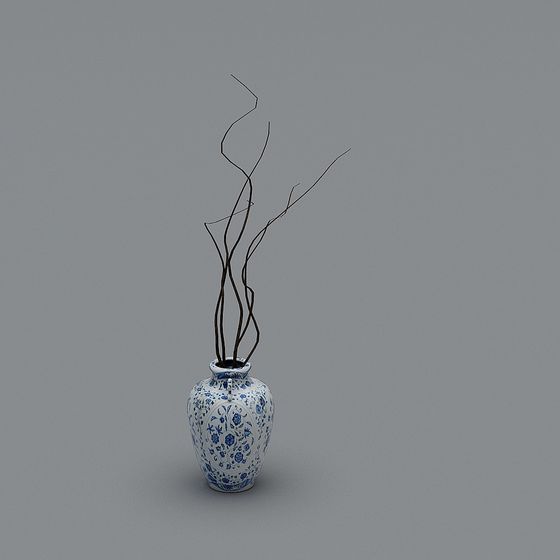 중국 꽃병 - 말린 가지