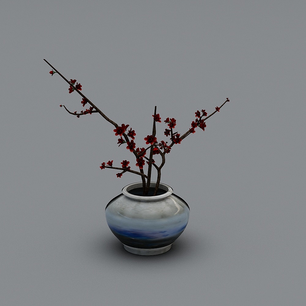 Vase chinois - Prune rouge