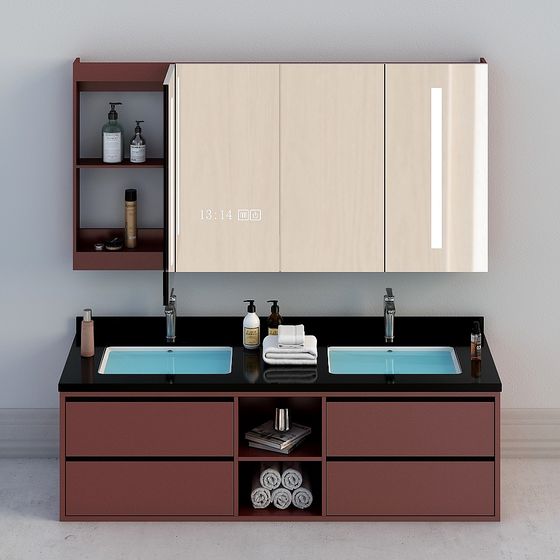 Stylish Low-Poly Bathroom Cabinet 3D Model