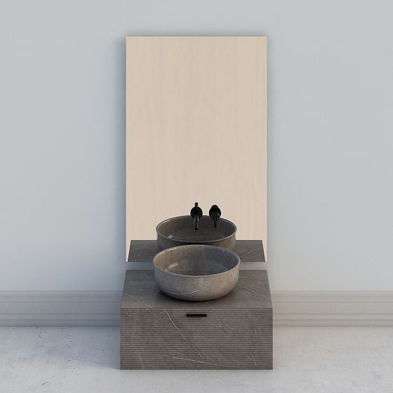 Elegant Double Basin Vanity 3D model for Modern Bathrooms