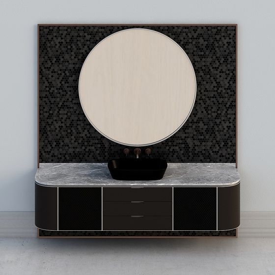 Elegant Low-Poly Bathroom Cabinet 3D model