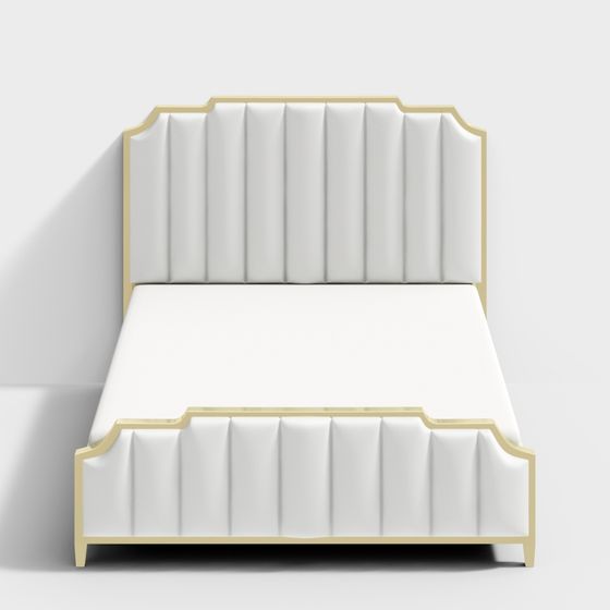 Elegant Upholstered Bed 3D model
